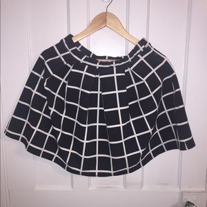 Check Textured Box Pleat Skater Skirt